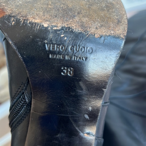 Charles David Black Leather Square-Toe Fitted Mid-Calf Boots Sz 38 - Picture 8 of 9